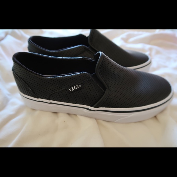 vans asher black leather